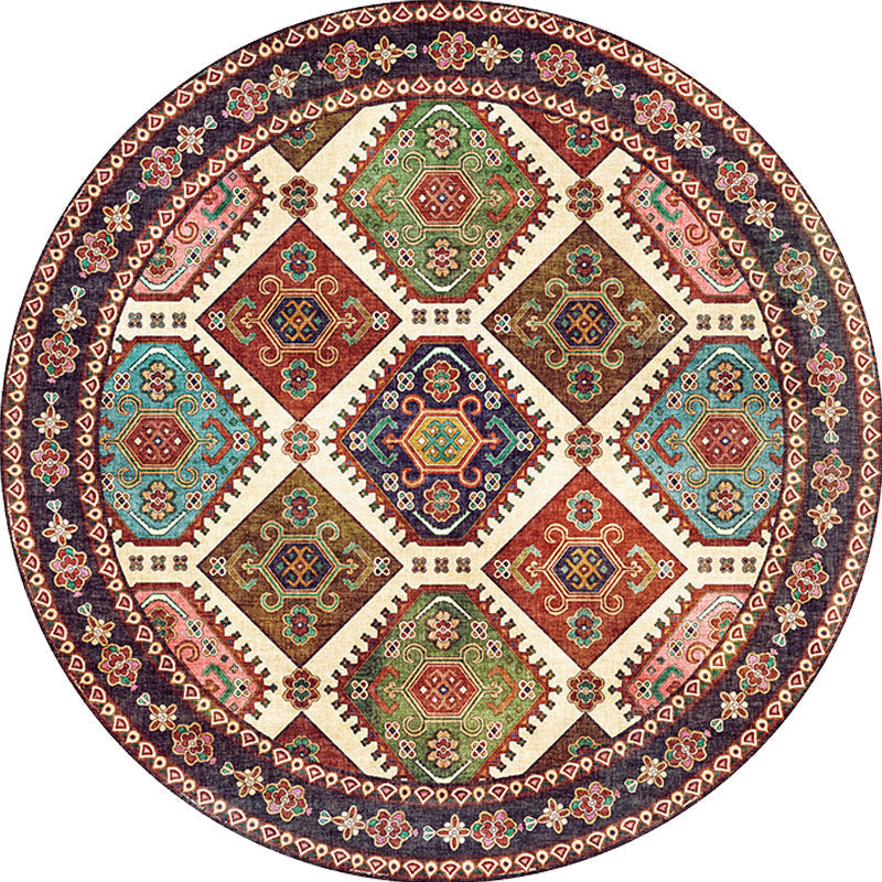 Unique Tribal Diamond Pattern Rug Multicolored Moroccan Rug Polyester Pet-Friendly Non-Slip Back Washing Machine Safe Rug for the Living Room
