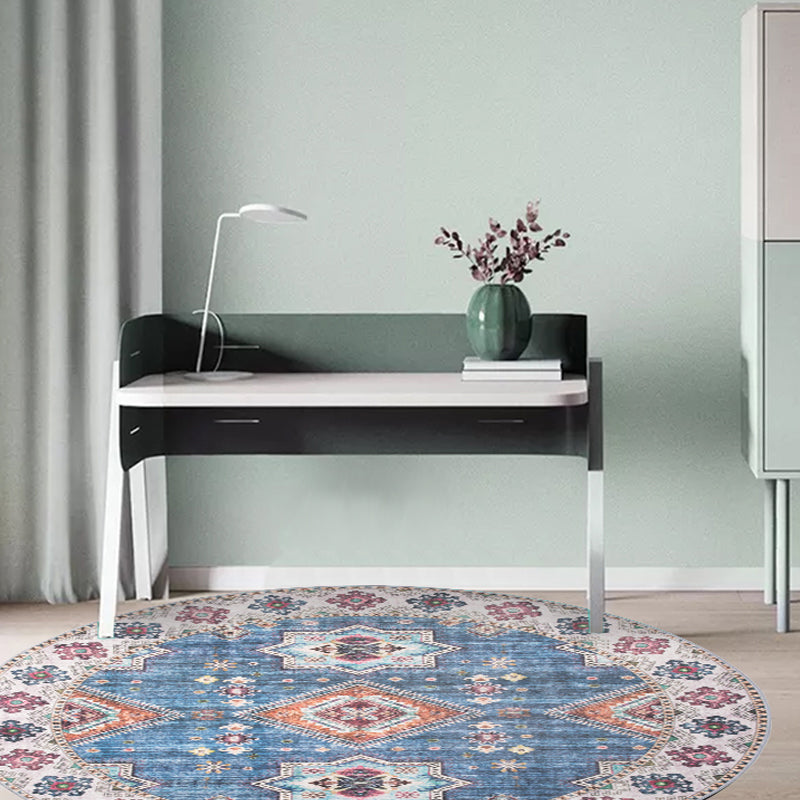 Unique Tribal Diamond Pattern Rug Multicolored Moroccan Rug Polyester Pet-Friendly Non-Slip Back Washing Machine Safe Rug for the Living Room