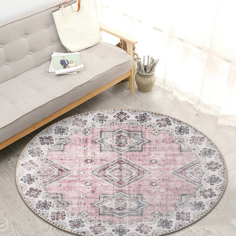 Unique Tribal Diamond Pattern Rug Multicolored Moroccan Rug Polyester Pet-Friendly Non-Slip Back Washing Machine Safe Rug for the Living Room