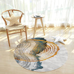 Contemporary watercolour patterned rug with twist stripes Multi-colour polyester rug Non-slip backing Washable Pet-friendly rug for bedroom