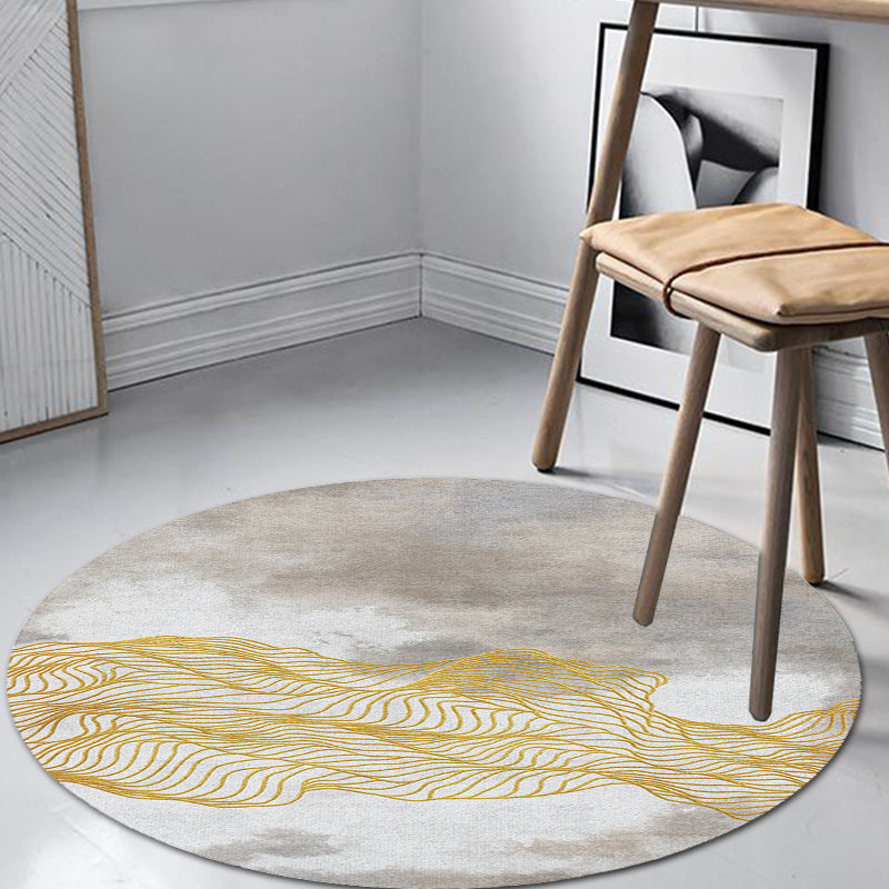 Contemporary watercolour patterned rug with twist stripes Multi-colour polyester rug Non-slip backing Washable Pet-friendly rug for bedroom
