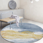 Contemporary watercolour patterned rug with twist stripes Multi-colour polyester rug Non-slip backing Washable Pet-friendly rug for bedroom