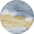 Contemporary watercolour patterned rug with twist stripes Multi-colour polyester rug Non-slip backing Washable Pet-friendly rug for bedroom