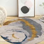 Contemporary watercolour patterned rug with twist stripes Multi-colour polyester rug Non-slip backing Washable Pet-friendly rug for bedroom