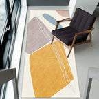 Unique yellow modernist rug Polyester abstract rug washable pet-friendly non-slip rug for the living room
