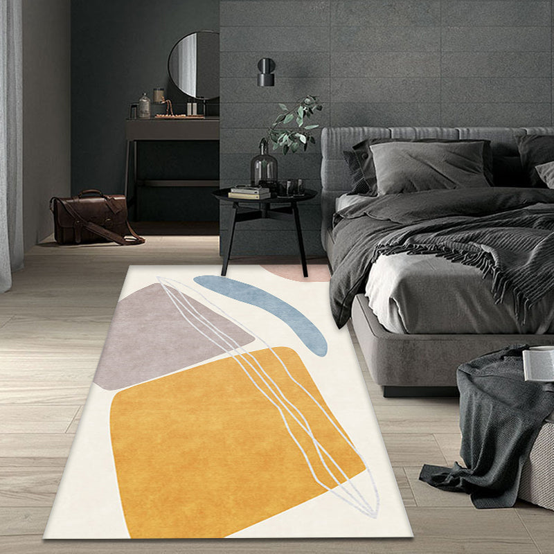 Unique yellow modernist rug Polyester abstract rug washable pet-friendly non-slip rug for the living room