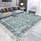 Green Moroccan Carpet Polyester Medallion Pattern Carpet pet friendly washable anti-slip backing Carpet for decoration