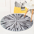 Casual radial geometry patterned rug gray and blue novelty rug polyester washable pet-friendly non-slip rug for the living room