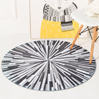 Casual radial geometry patterned rug gray and blue novelty rug polyester washable pet-friendly non-slip rug for the living room