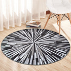 Casual radial geometry patterned rug gray and blue novelty rug polyester washable pet-friendly non-slip rug for the living room