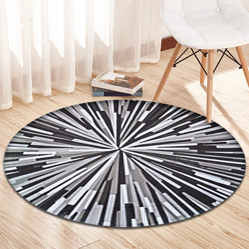 Casual radial geometry patterned rug gray and blue novelty rug polyester washable pet-friendly non-slip rug for the living room