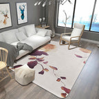 Stylish Leaf Pattern Carpet Blue and Gray Oriental Carpet Polyester Machine Washable Non-Slip Carpet for Living Room