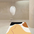 Modernist Color Block Rug Beige and Yellow Polyester Rug Non-Slip Back Washable Pet-Friendly Rug for Bedroom