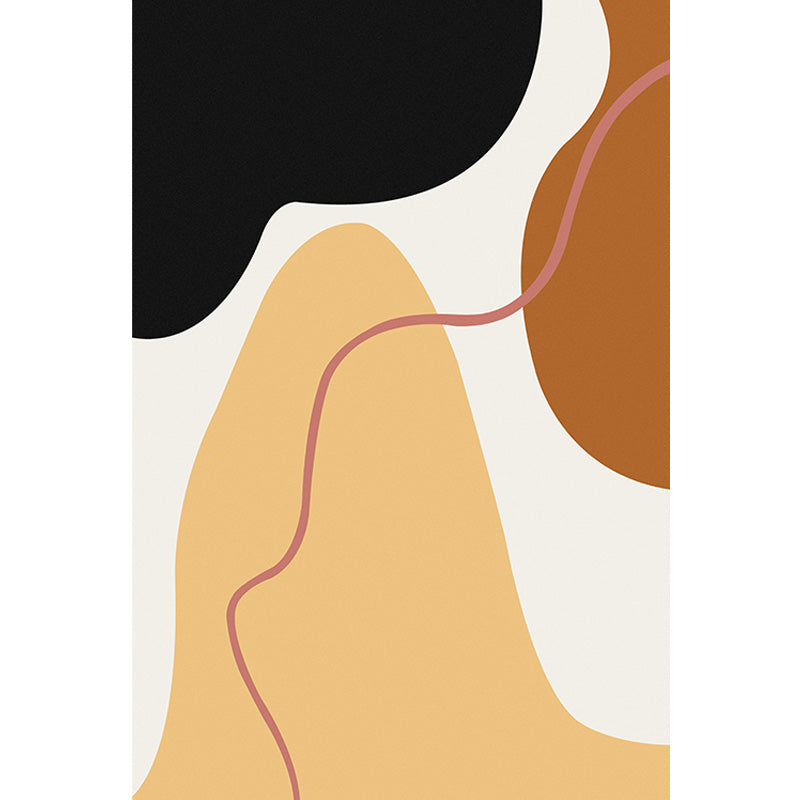 Modernist Color Block Rug Beige and Yellow Polyester Rug Non-Slip Back Washable Pet-Friendly Rug for Bedroom