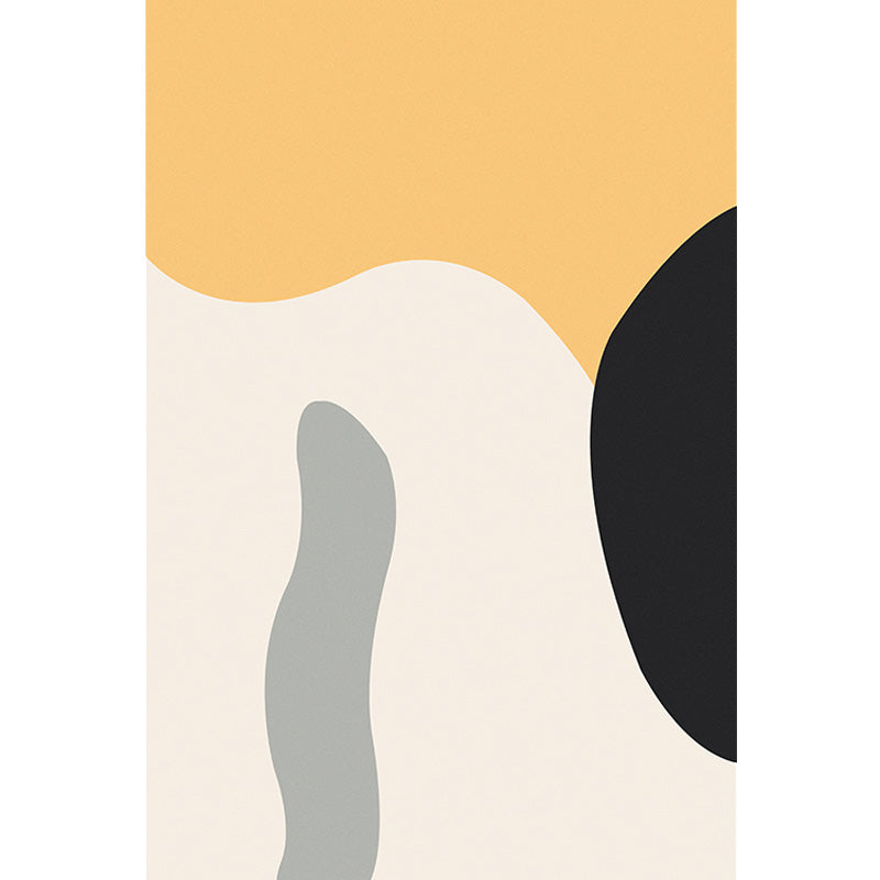 Modernist Color Block Rug Beige and Yellow Polyester Rug Non-Slip Back Washable Pet-Friendly Rug for Bedroom