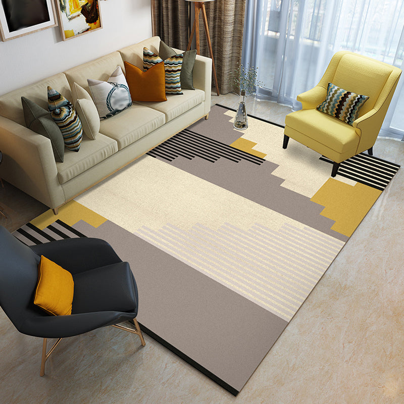 Funky Multicolored Modern Rug Polyester Color Block Geometric Pattern Rug Washable Pet-Friendly Non-Slip Rug for the Living Room