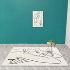 Funky Nordic Rug Beige Character Pattern Rug Pet Friendly Non-Slip Washable Rug for Decoration
