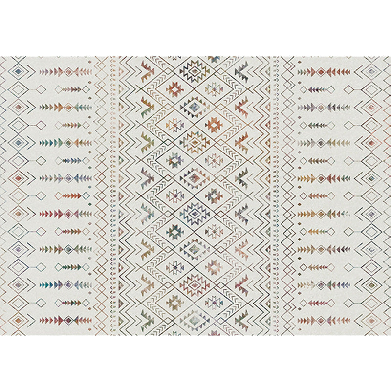 Stylish geometric pattern rug with flowers white and red Moroccan rug polyester pet-friendly non-slip back washable area rug for living room