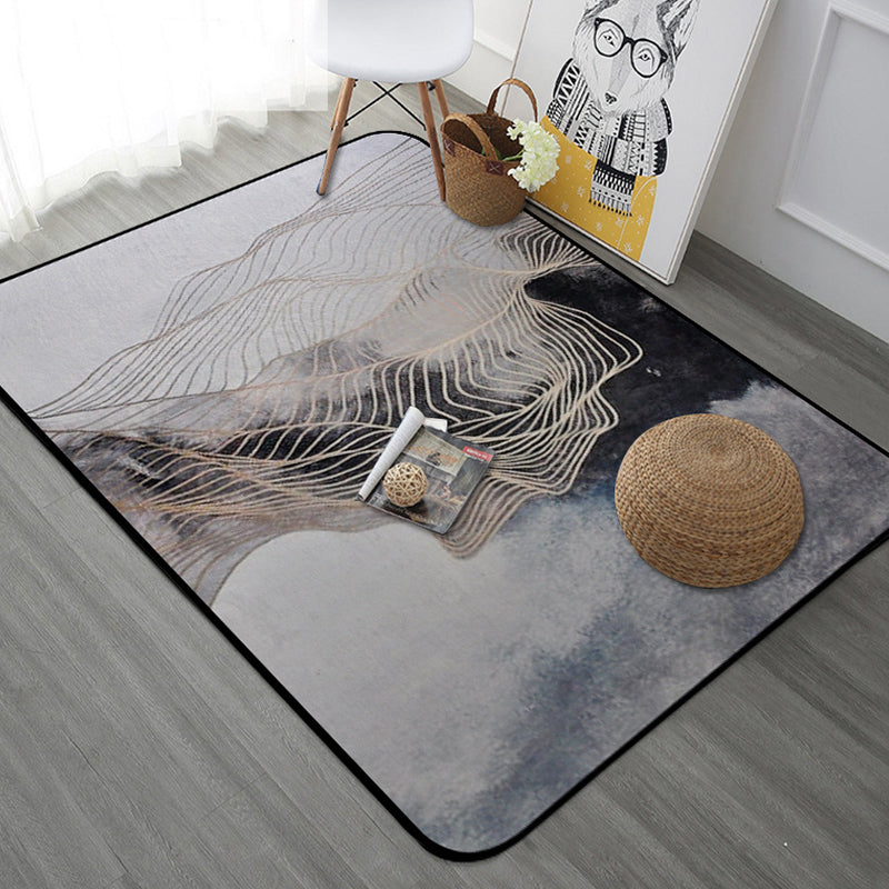 Stylish watercolor pattern carpet with swirl stripes multicolor novelty carpet polyester washable non-slip carpet for the living room