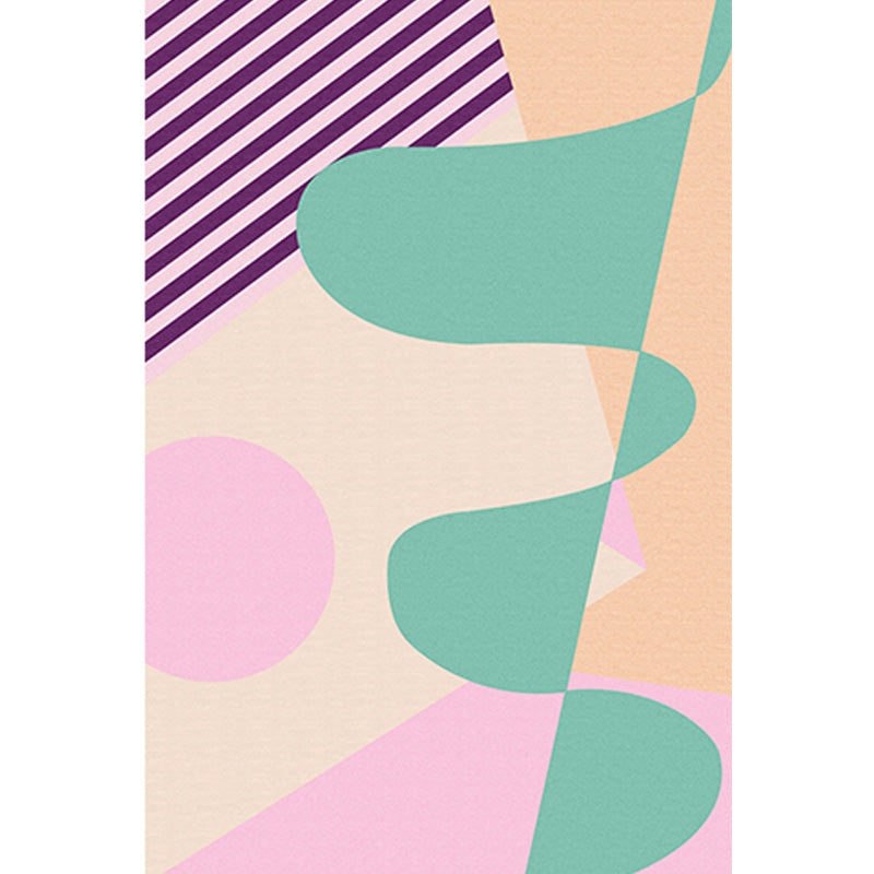 Multicolor Abstract Stripe Pattern Rug Polyester Modern Rug Washable Non-Slip Pet-Friendly Rug for the Living Room
