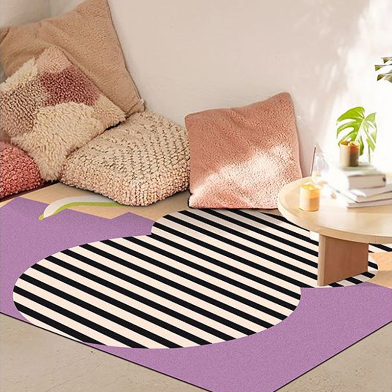 Multicolor Abstract Stripe Pattern Rug Polyester Modern Rug Washable Non-Slip Pet-Friendly Rug for the Living Room