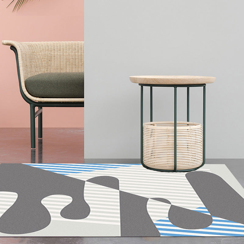 Multicolor Abstract Stripe Pattern Rug Polyester Modern Rug Washable Non-Slip Pet-Friendly Rug for the Living Room