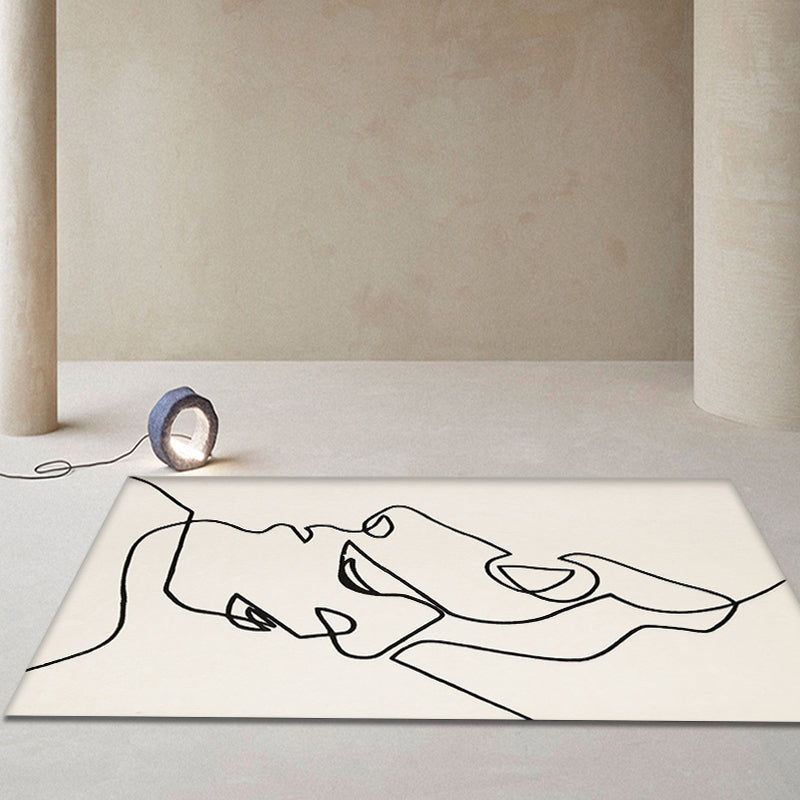 Creative Scandinavian Area Rug Beige Abstract Rug Pet-Friendly Non-Slip Washable Carpet for Decoration