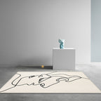 Creative Scandinavian Area Rug Beige Abstract Rug Pet-Friendly Non-Slip Washable Carpet for Decoration