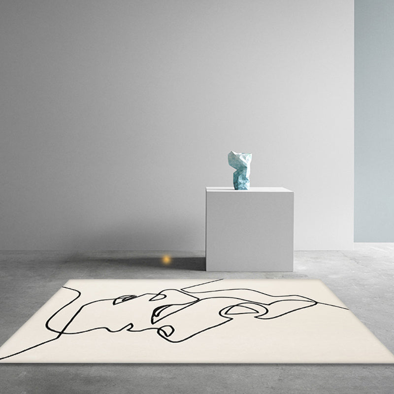 Creative Scandinavian Area Rug Beige Abstract Rug Pet-Friendly Non-Slip Washable Carpet for Decoration