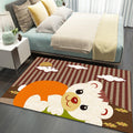 Stylish Multicolor Children's Mat Polyester Animal and Stripe Pattern Mat Washable Pet Friendly Nonslip Carpet for Children's Room