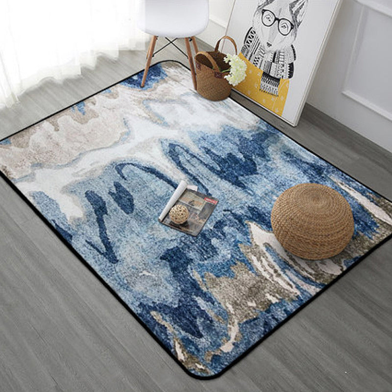 Creative abstract rug Blue Shabby Chic rug Polyester machine washable non-slip backing rug for the living room
