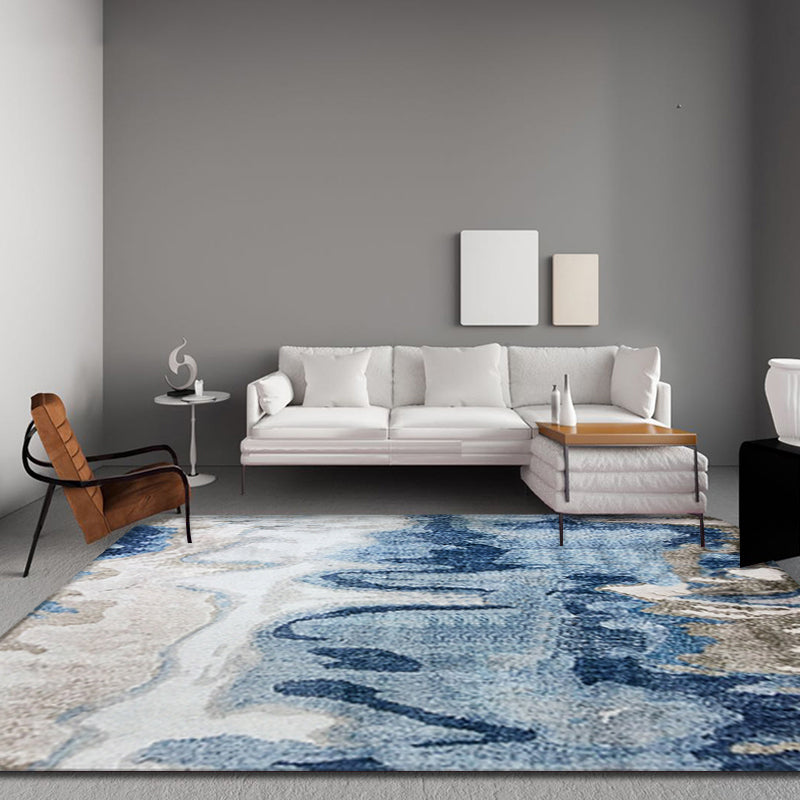 Creative abstract rug Blue Shabby Chic rug Polyester machine washable non-slip backing rug for the living room