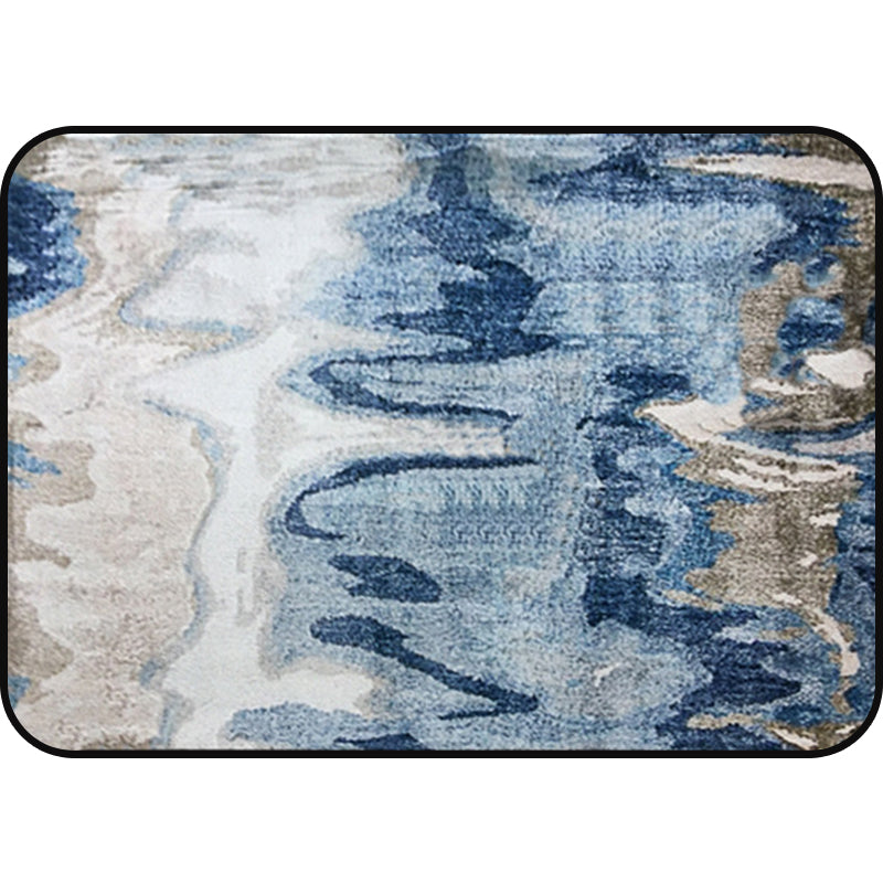 Creative abstract rug Blue Shabby Chic rug Polyester machine washable non-slip backing rug for the living room