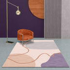 Modernist Color Block Carpet Pink Polyester Carpet Non-Slip Back Washable Pet Friendly Area Rug for Home