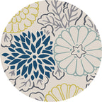 Moroccan floral pattern rug Blue and Gray polyester rug washable pet-friendly non-slip rug for the living room