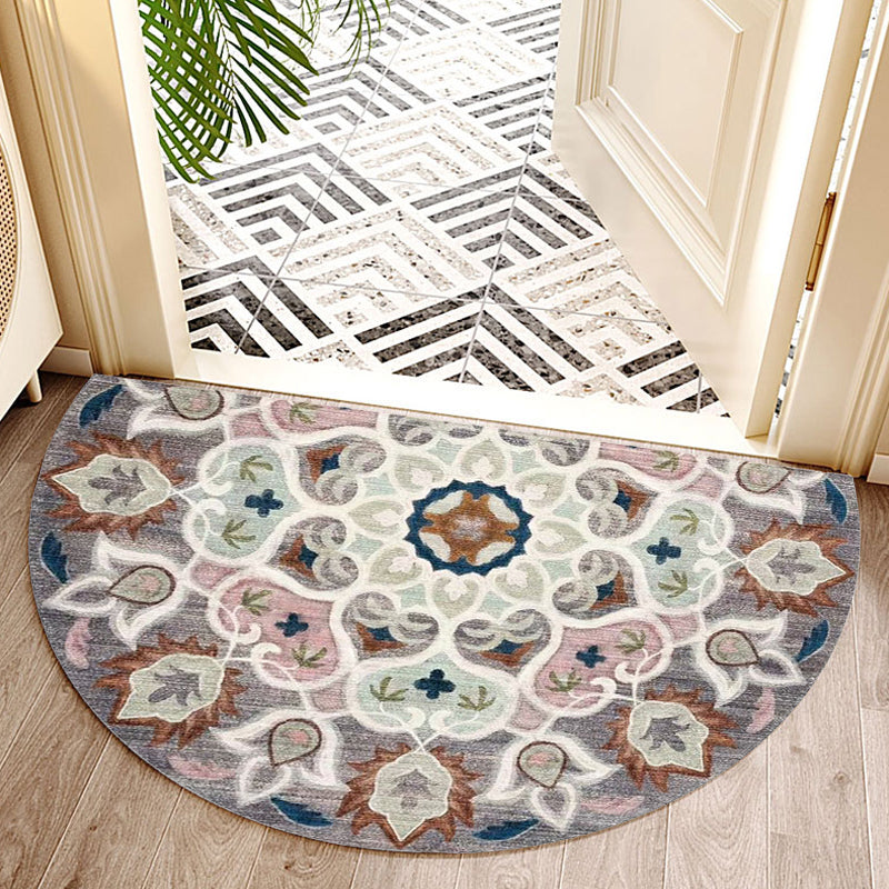 Bohemian Floral Pattern Rug Multicolor Polyester Rug Machine Washable Non-Slip Back Rug for Living Room