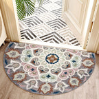 Bohemian Floral Pattern Rug Multicolored Polyester Rug Machine Washable Non-Slip Backing Rug for Living Room