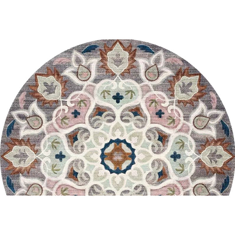Bohemian Floral Pattern Rug Multicolored Polyester Rug Machine Washable Non-Slip Backing Rug for Living Room