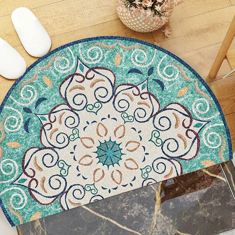 Bohemian Floral Pattern Rug Multicolor Polyester Rug Machine Washable Non-Slip Back Rug for Living Room