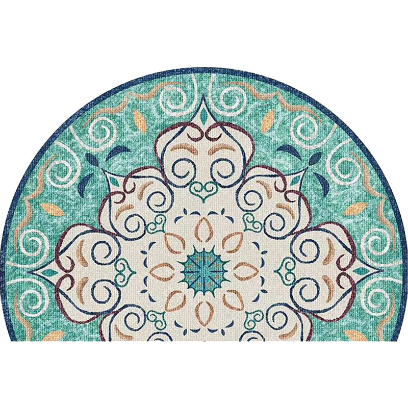 Bohemian Floral Pattern Rug Multicolor Polyester Rug Machine Washable Non-Slip Back Rug for Living Room