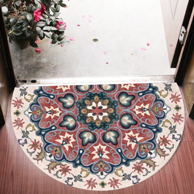 Bohemian Floral Pattern Rug Multicolor Polyester Rug Machine Washable Non-Slip Back Rug for Living Room