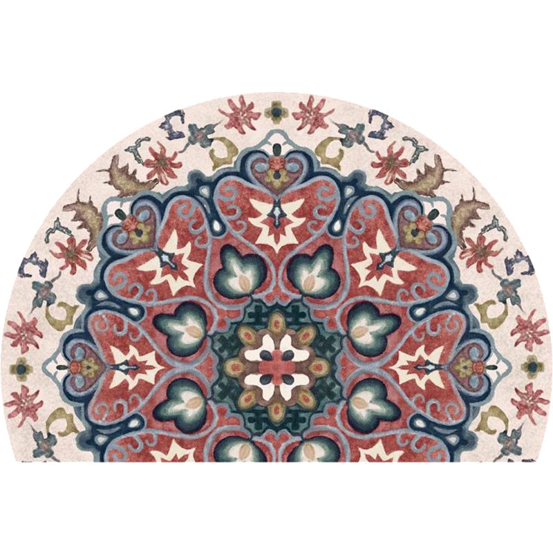 Bohemian Floral Pattern Rug Multicolored Polyester Rug Machine Washable Non-Slip Backing Rug for Living Room