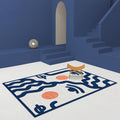 Blue Face Pattern Carpet Polyester Modern Carpet Washable Non-Slip Pet-Friendly Carpet for the Living Room