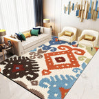 Retro Azulejo Pattern Rug Multicolor Polyester Rug Washable Pet Friendly Non-Slip Rug for the Living Room