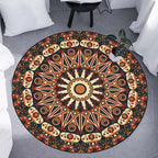 Moroccan Circle Pattern Carpet with Flower Multicolor Polyester Carpet Washable Pet Friendly Non-Slip Rug for Living Room