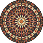 Moroccan Circle Pattern Carpet with Flower Multicolor Polyester Carpet Washable Pet Friendly Non-Slip Rug for Living Room