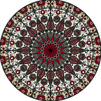Moroccan Circle Pattern Carpet with Flower Multicolor Polyester Carpet Washable Pet Friendly Non-Slip Rug for Living Room