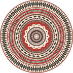 Moroccan Circle Pattern Carpet with Flower Multicolor Polyester Carpet Washable Pet Friendly Non-Slip Rug for Living Room