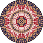 Moroccan Circle Pattern Carpet with Flower Multicolor Polyester Carpet Washable Pet Friendly Non-Slip Rug for Living Room