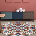 Stylish Tribal Flower Pattern Rug Multicolored Moroccan Rug Polyester Pet Friendly Non-Slip Back Washable Rug for the Living Room
